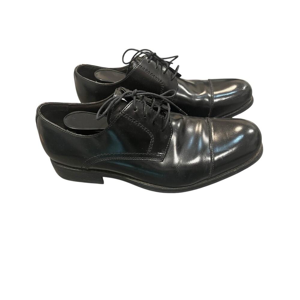 Johnston Murphy Men's Size 10.5 M Leather Dress Shoes Oxfords Black Cap Toe Work